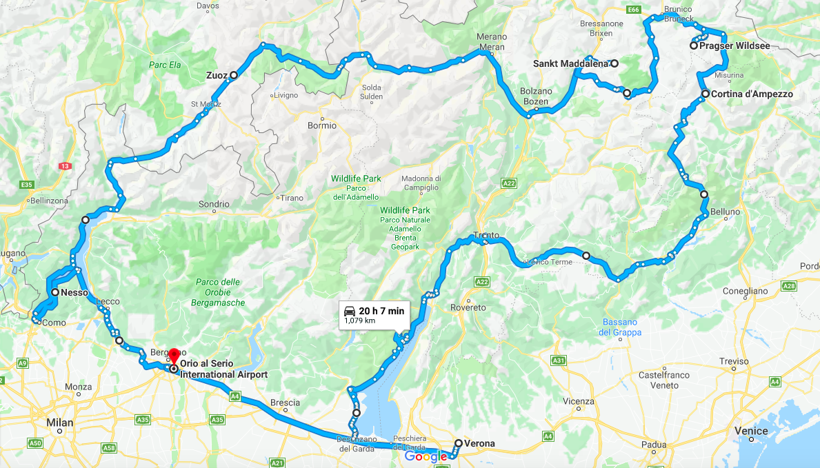 road trip Italy Dolomites